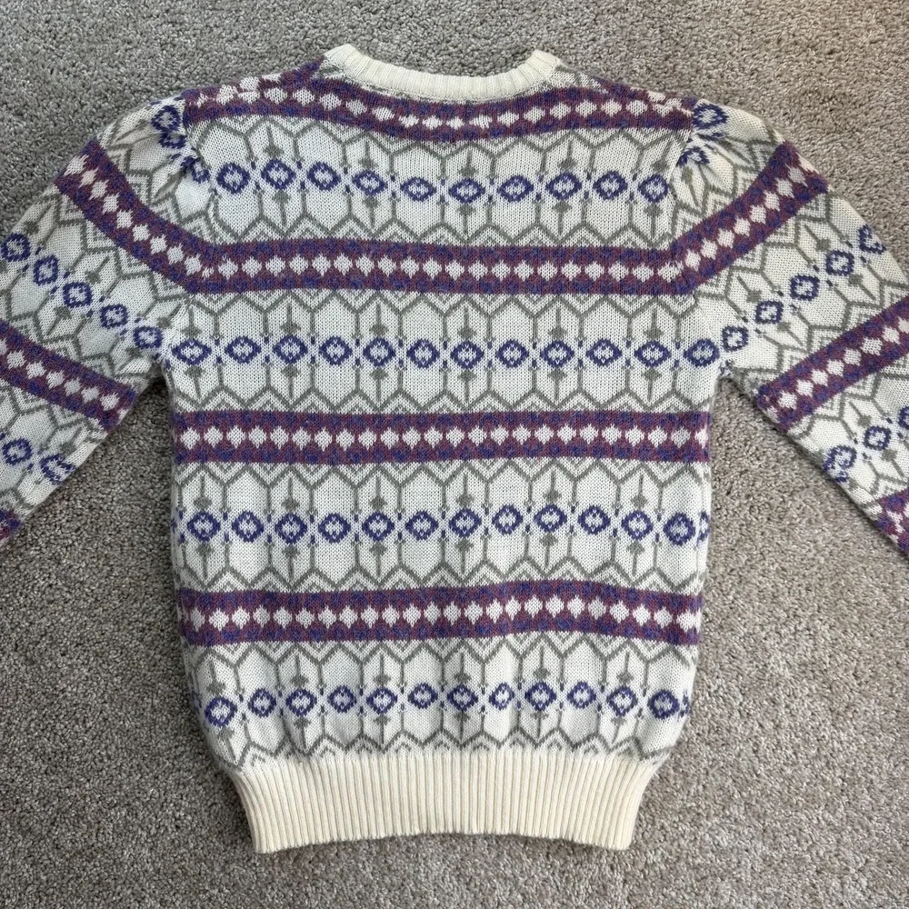 Vintage Winks Lane Sweater Mens 40 Cream Fair Isle Knit Pullover Multicolor